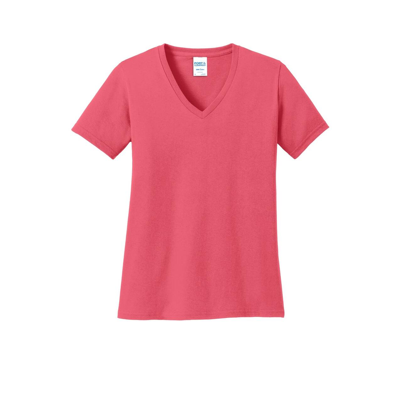 Port & Company® Brights Core Cotton V-Neck Ladies T-Shirt
